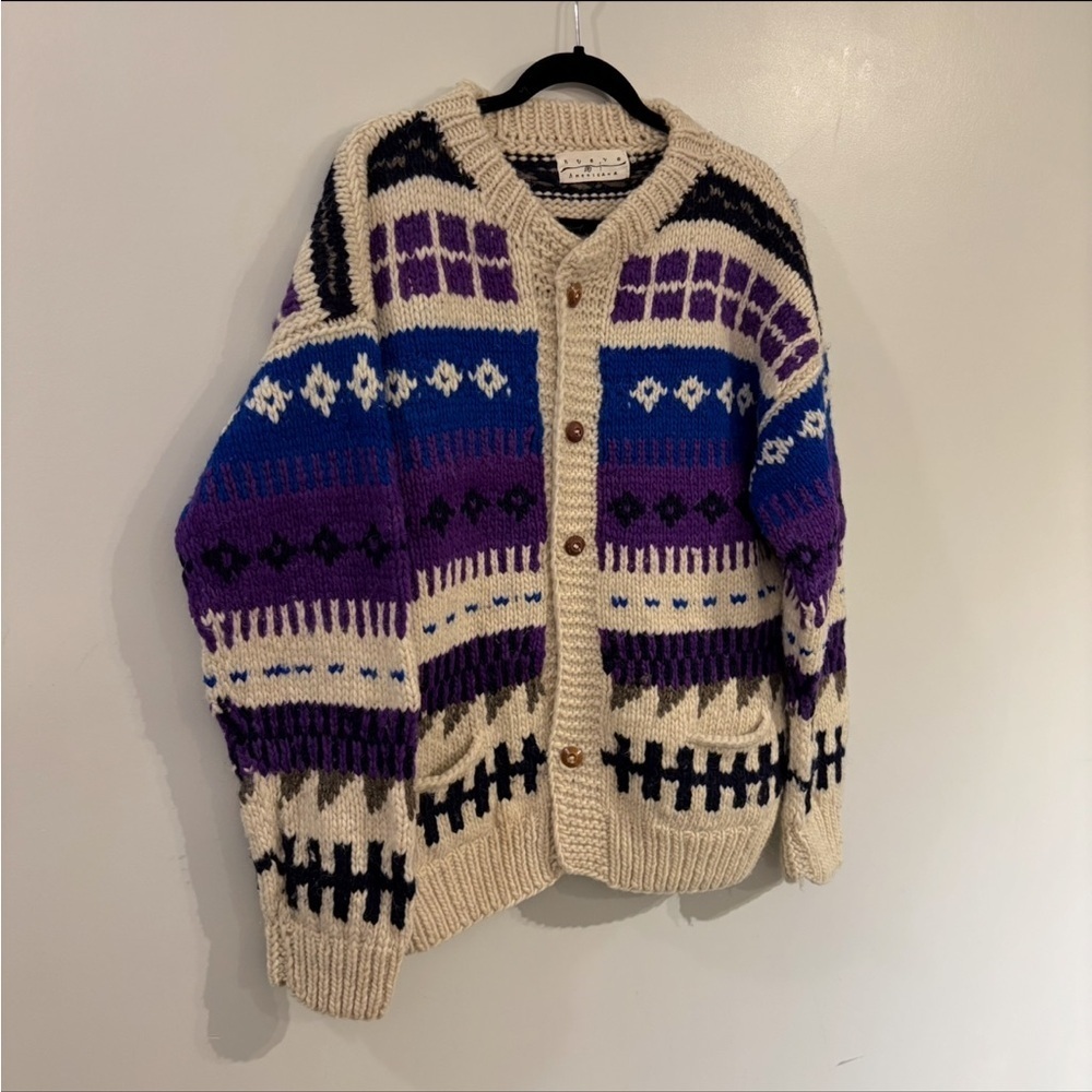 Vintage Nuevo Americana wool knit cardigan button front - Picture 4 of 13